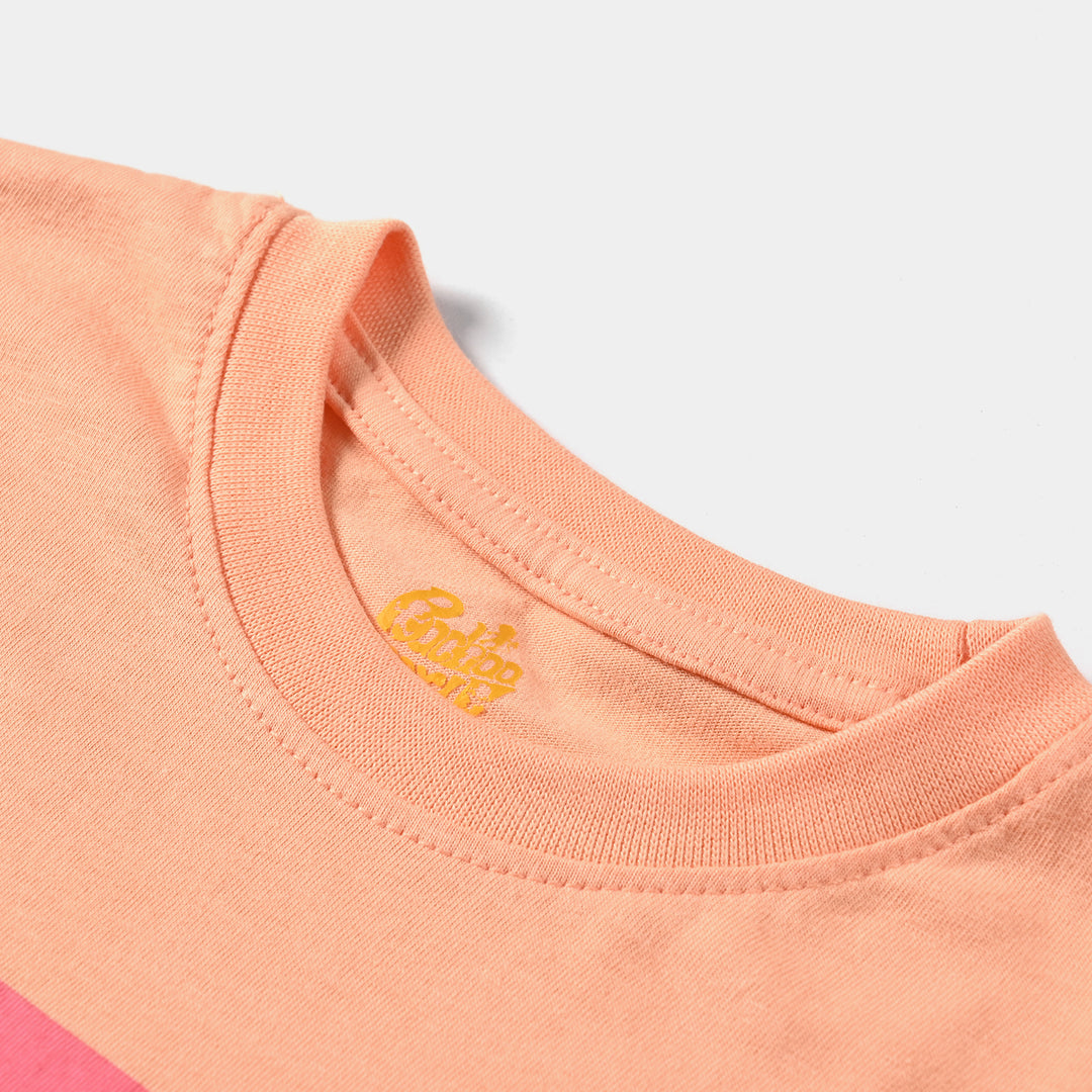 Girls Cotton Jersey T-Shirt H/S Hawaii -Peach