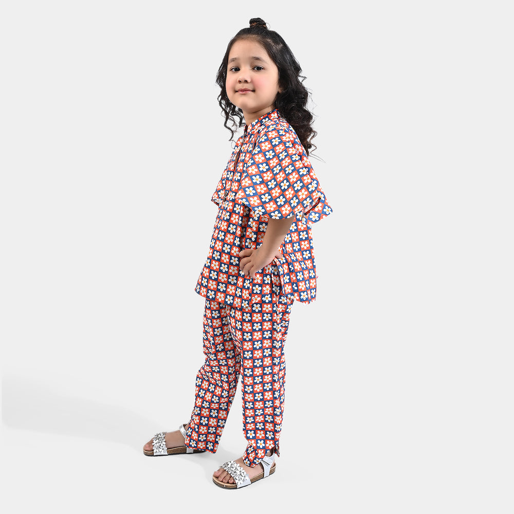 Girls Cotton Poplin Co-ord Set Aster-Multi