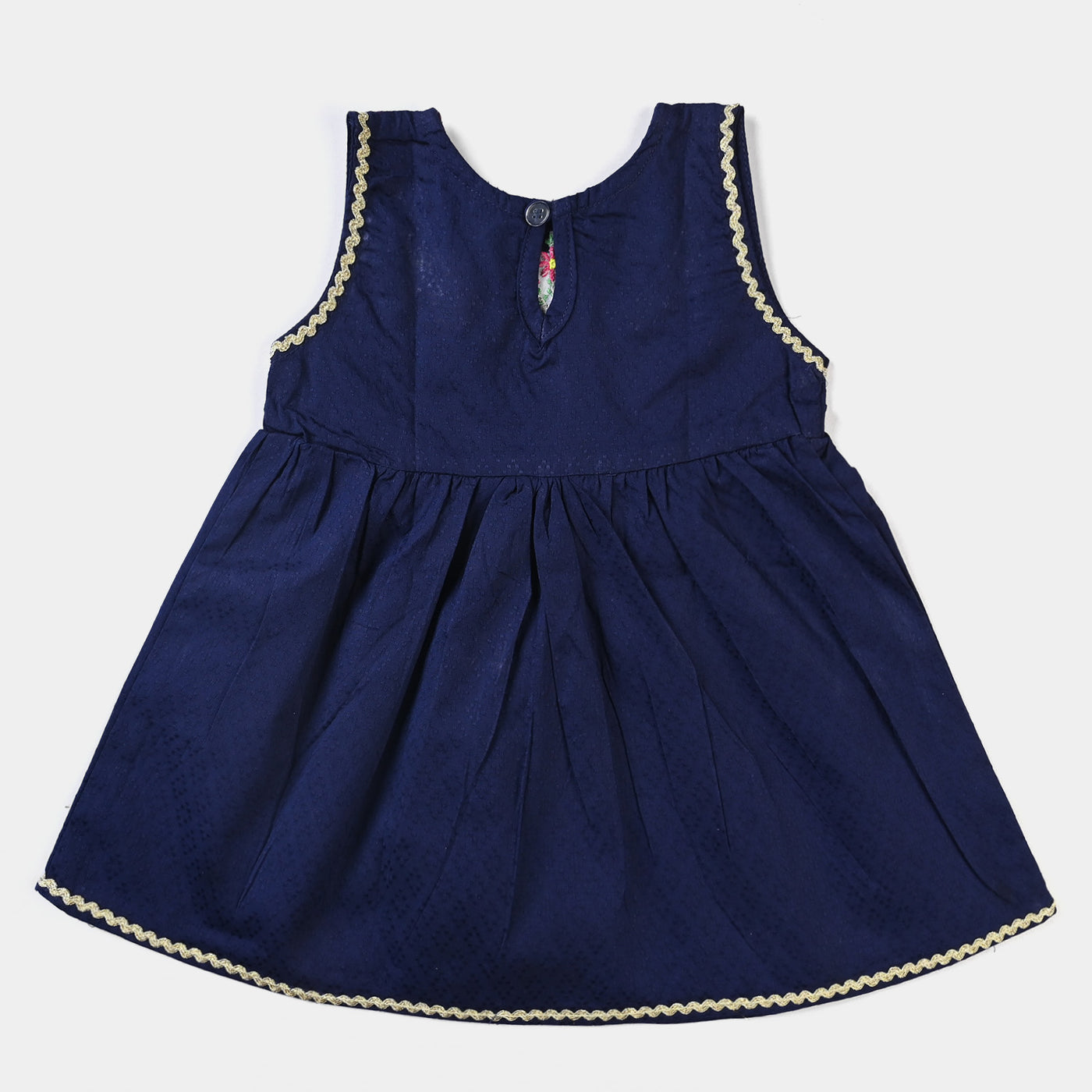 Infant Girls Jacquard EMB 2PCs Suit Little Flower-Navy Blue