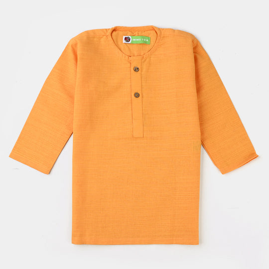 Infant Boys Cotton Slub Basic Kurta (Goldish)-Citrus