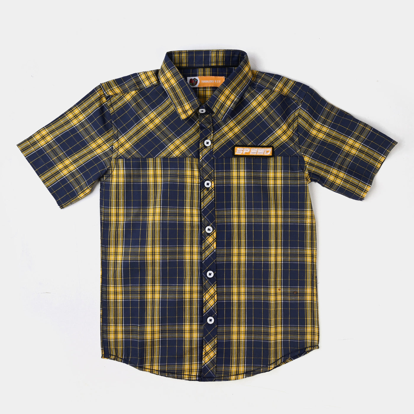 Boys Yarn Dyed Casual Shirt H/S (Speed)-Yellow
