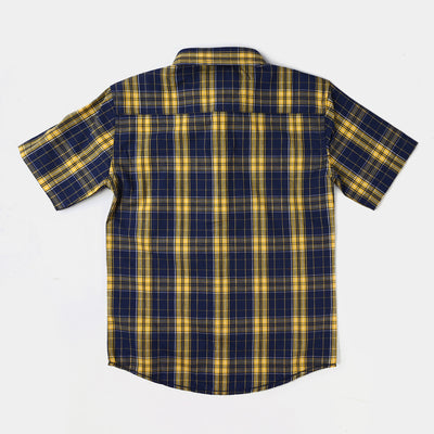 Boys Yarn Dyed Casual Shirt H/S (Speed)-Yellow