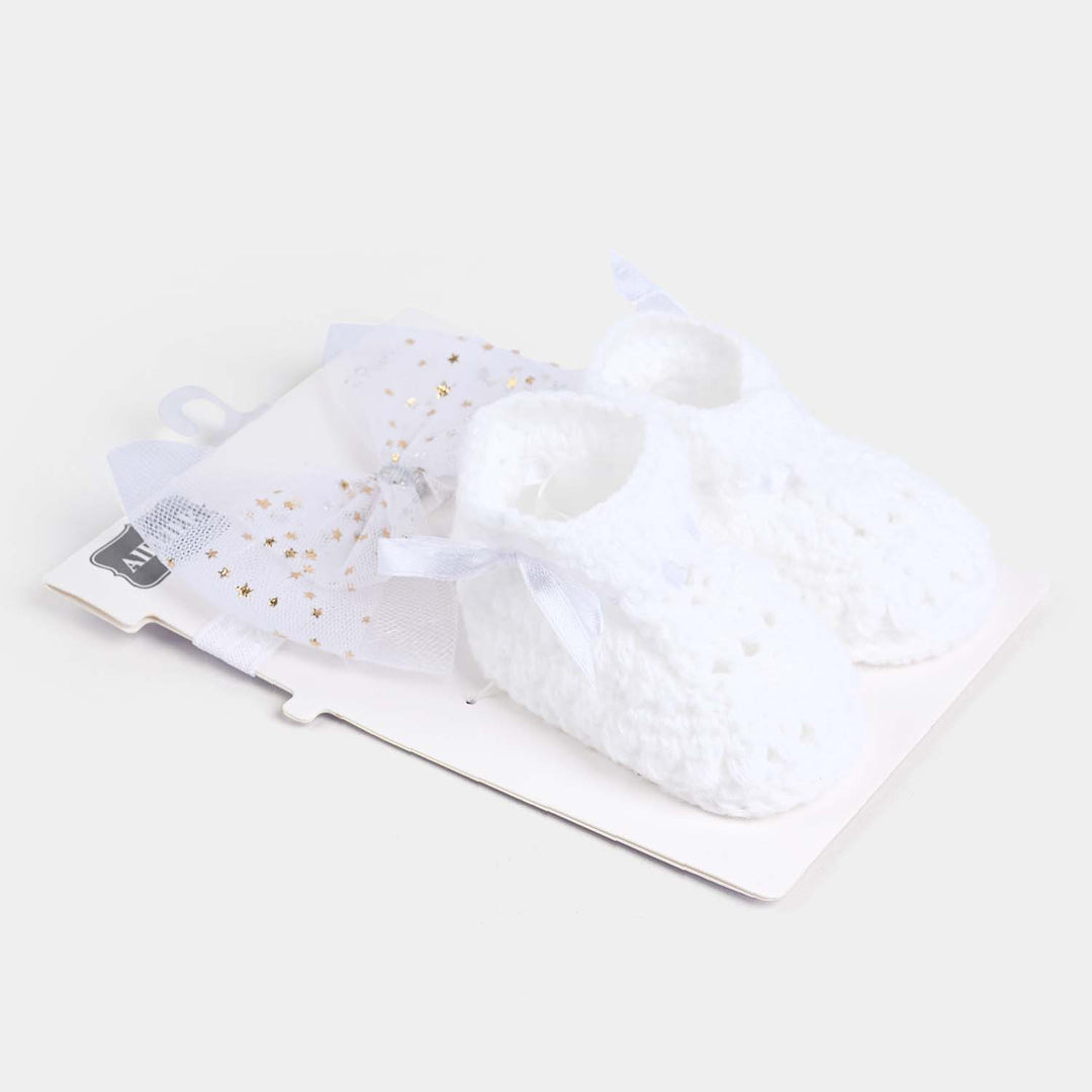 Baby Shoes With Head Band 0-6M-White