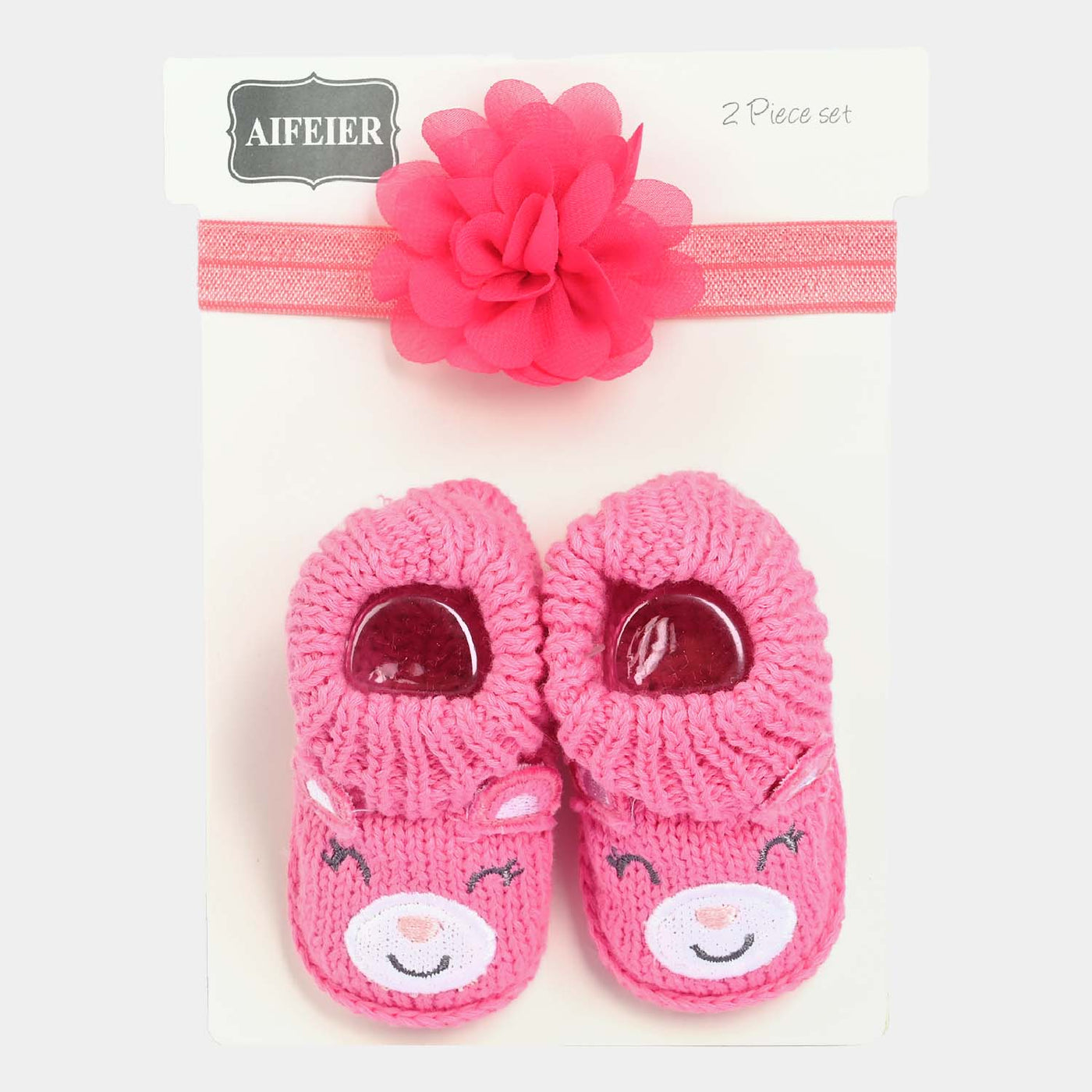 Baby Shoes With Head Band 0-6M-Pink