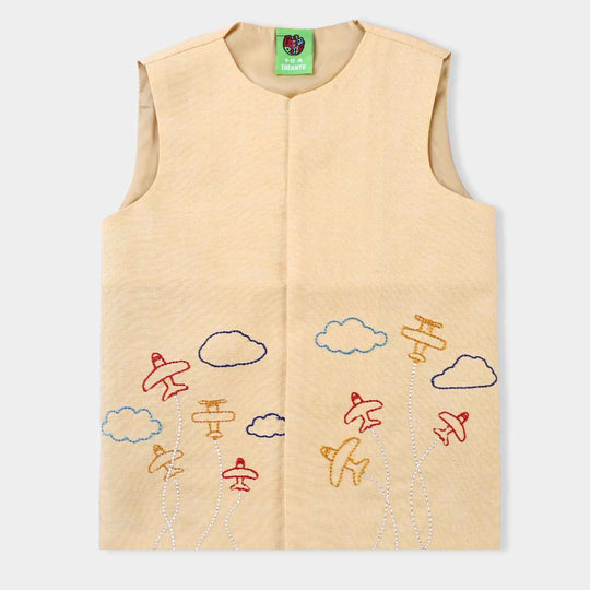 Infant Boys Oxford Waistcoat (Airplane)-L/Yellow