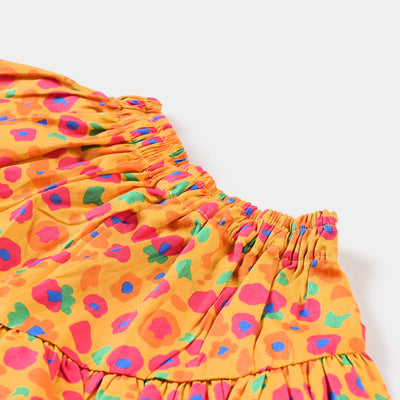 Infant Girls Cotton Poplin 2PCs Suit Colorful Stones-Mustard