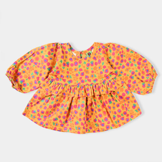 Infant Girls Cotton Poplin 2PCs Suit Colorful Stones-Mustard