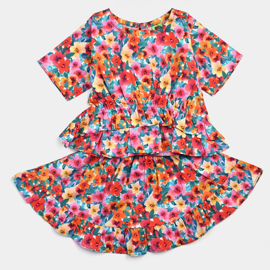 Infant Girls Cotton Poplin 2PCs Suit Morning Glory-Multi