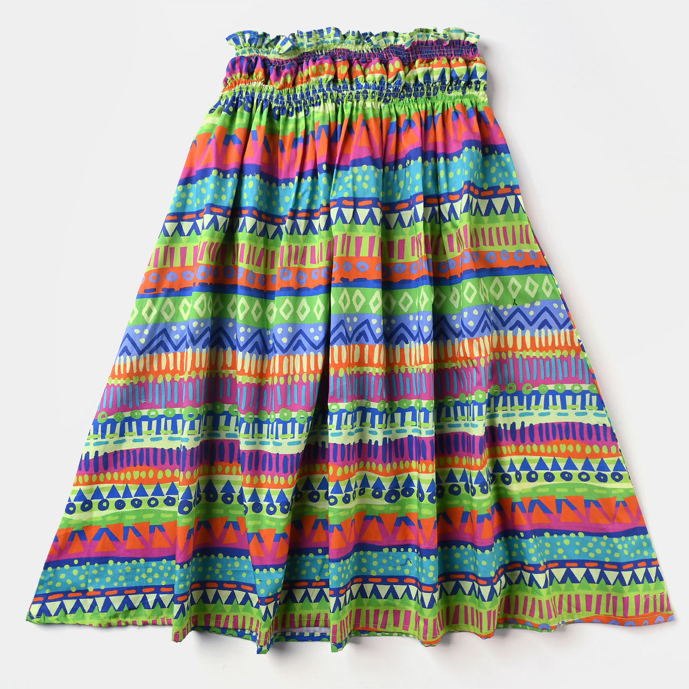 Girls Cotton Poplin Long Skirt Abstract Art-Multi