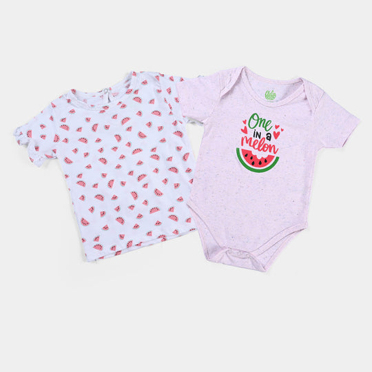 Infant Girl Jacquard 2 Piece Set Watermelon-White