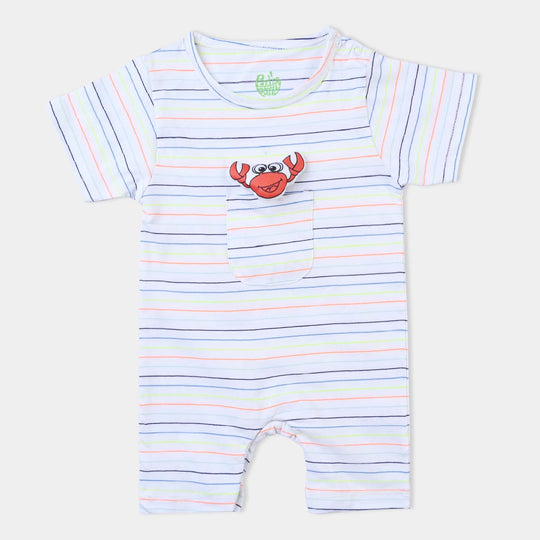 Infant Boys Jacquard Knitted Romper Crab-White