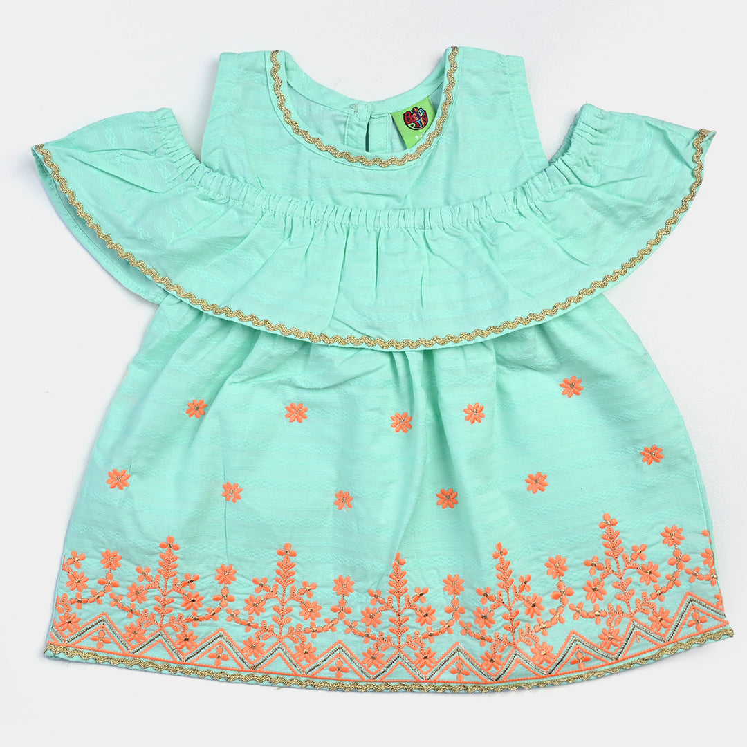 Infant Girls Jacquard EMB 2PCs Suit Little Glory-Mint Green