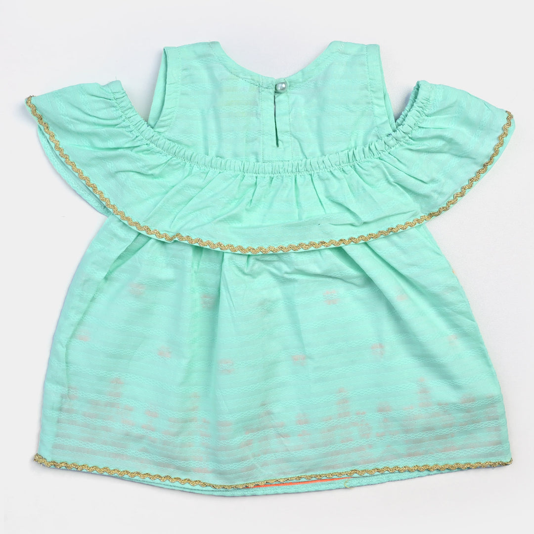 Infant Girls Jacquard EMB 2PCs Suit Little Glory-Mint Green