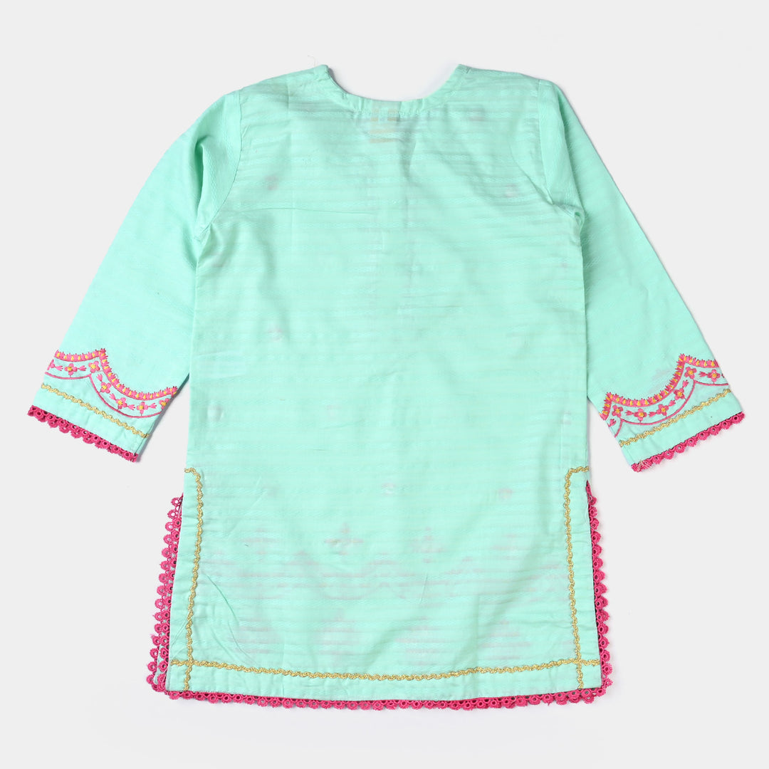 Girls Jacquard EMB 2PCs Suit-Mint Green