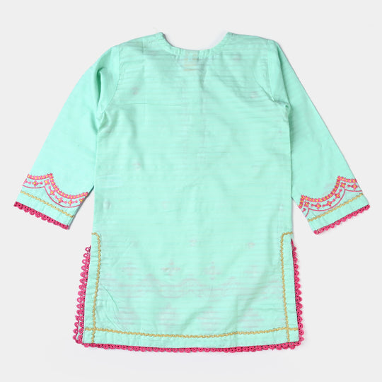 Girls Jacquard EMB 2PCs Suit-Mint Green