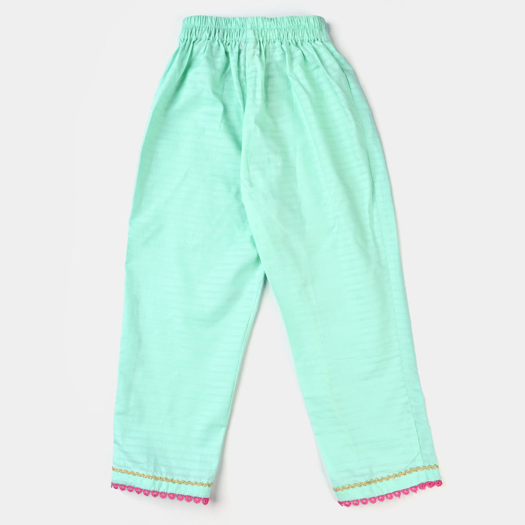 Girls Jacquard EMB 2PCs Suit-Mint Green