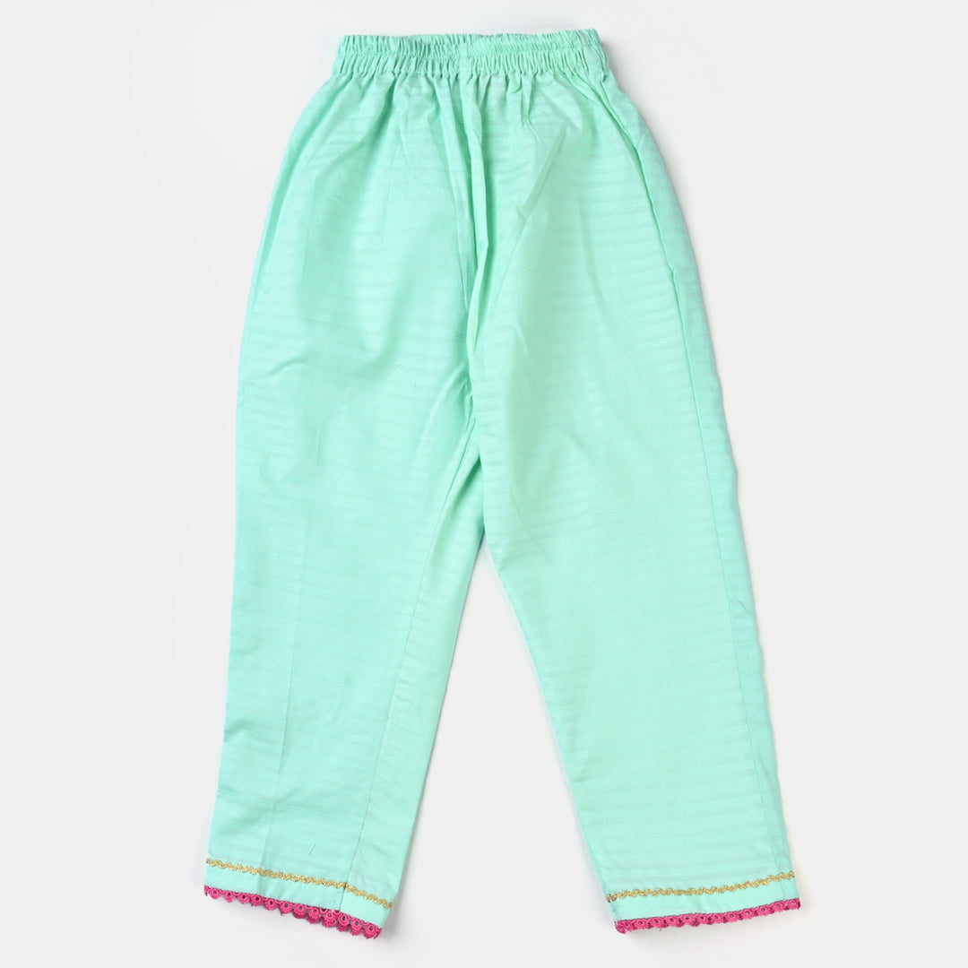 Girls Jacquard EMB 2PCs Suit-Mint Green