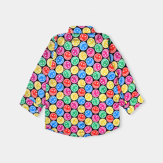 Girls Viscose Casual Top Cartoons-Multi