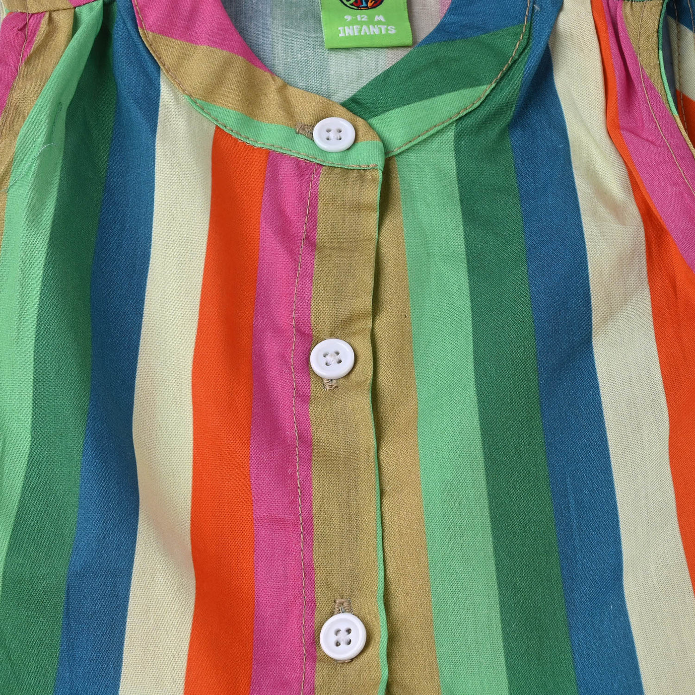Infant Girls Cotton Poplin Casual Frock ColorFull Stripes-Multi