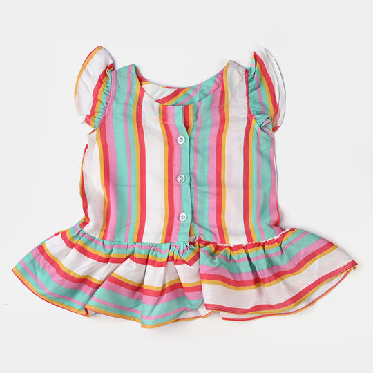 Infant Girls Viscose Casual Top Colour Full Lines-Multi