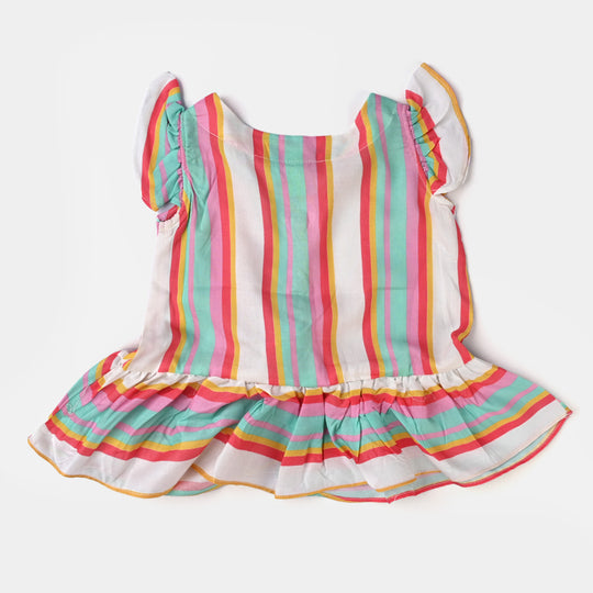 Infant Girls Viscose Casual Top Colour Full Lines-Multi