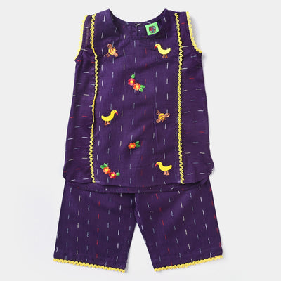 Infant Girls Jacquard EMB 2PC Suit Little-Purple