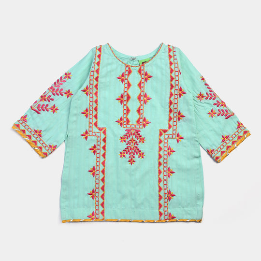 Infant Girls Jacquard EMB Kurti Shades-Mint Green