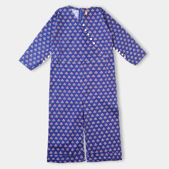 Girls Cotton Poplin Jumpsuit Daffodils-Purple