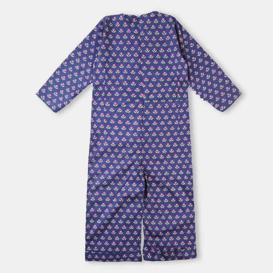 Girls Cotton Poplin Jumpsuit Daffodils-Purple