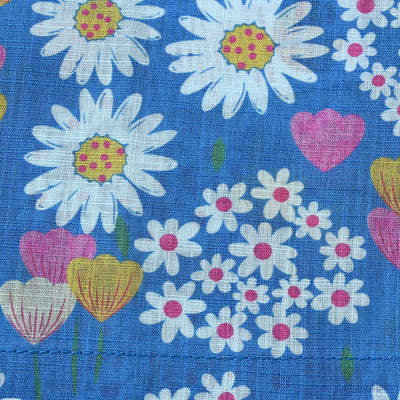 infant Girls Cotton Slub 2PC Suit White Flowers-Blue
