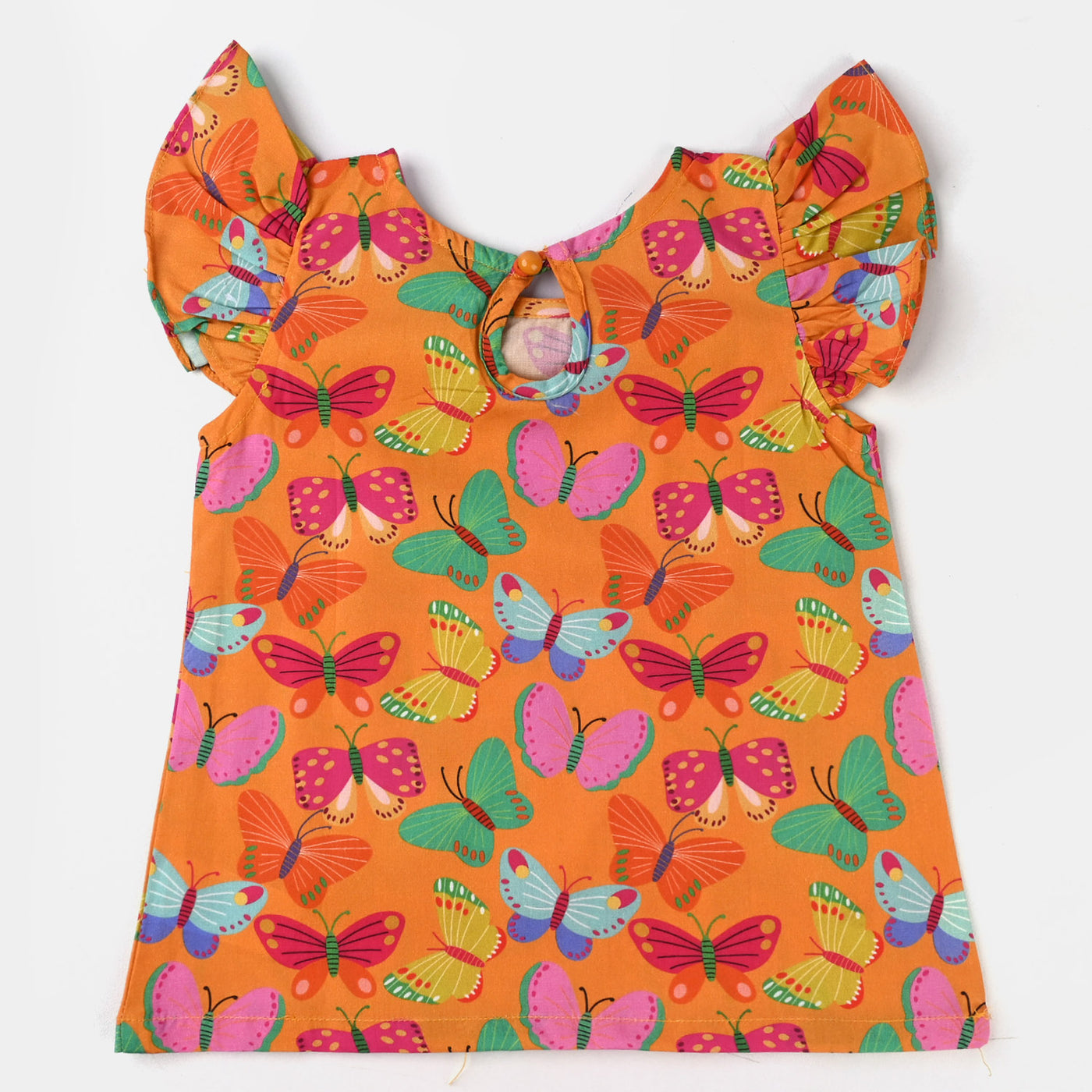 Infant Girls Cotton Poplin 2PCs Suit Butterfly-ORANGE