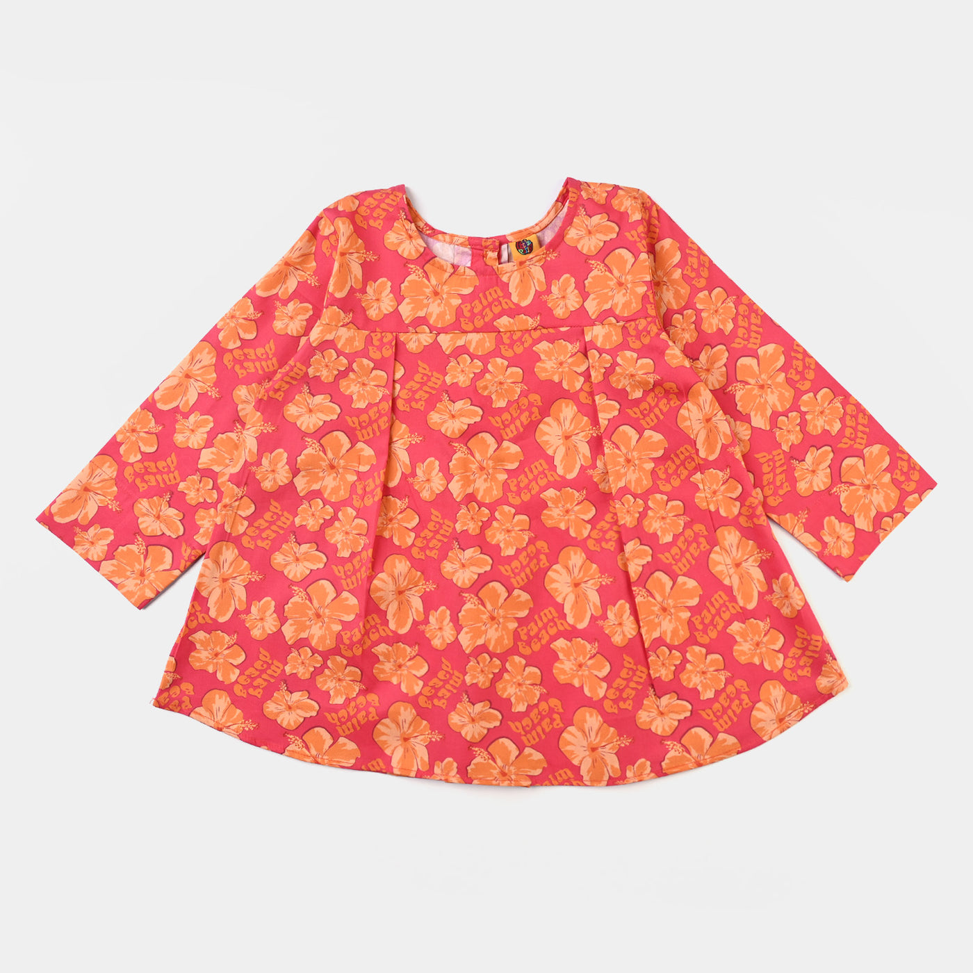 Girls Cotton Poplin Co-ord Set Hibiscus - Orange