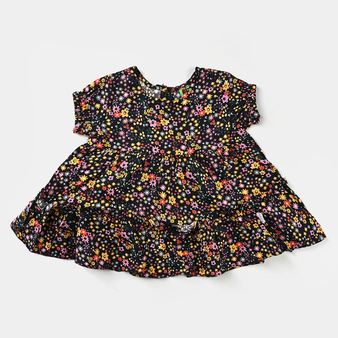 Infant Girls Viscose Casual Frock -BLACK