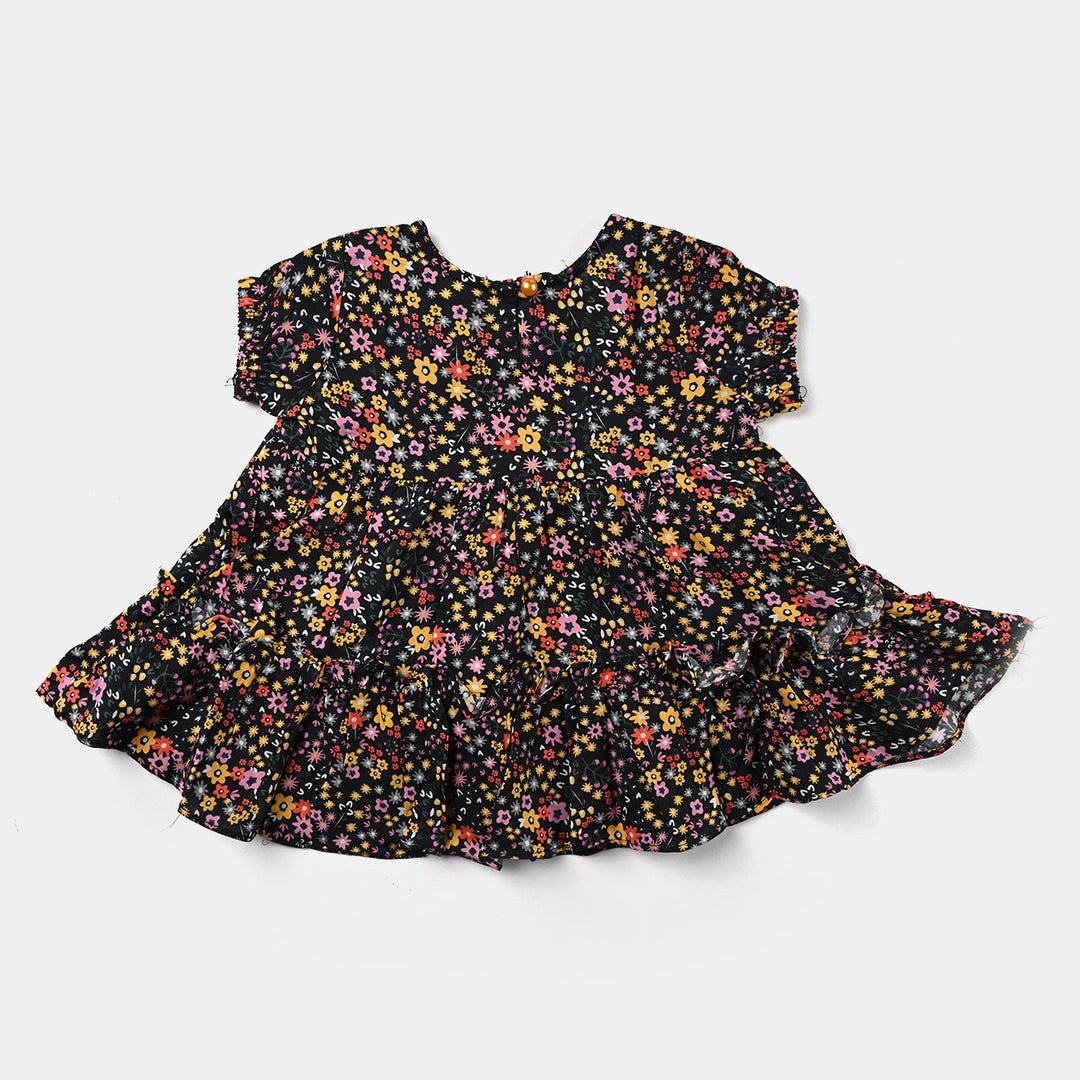 Infant Girls Viscose Casual Frock -BLACK