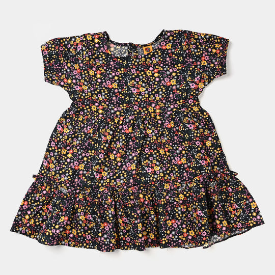 Girls Viscose Casual Frock -Multi