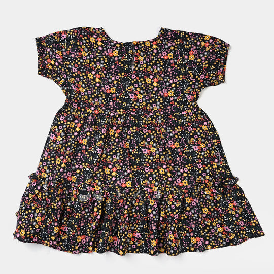 Girls Viscose Casual Frock -Multi