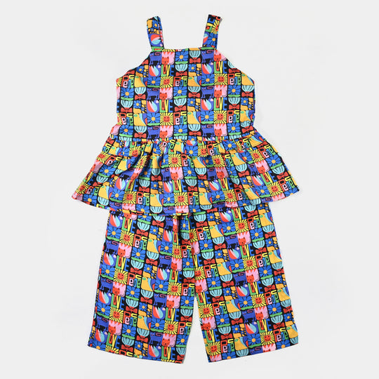 Girls Viscose Co-ord Set -Multi