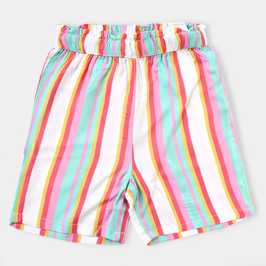 Girls Viscose Short Striper-Printed