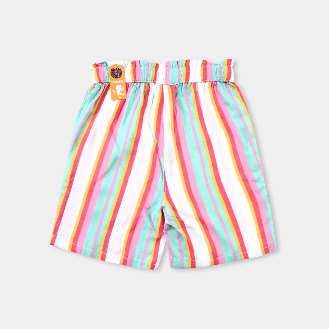 Girls Viscose Shorts (Striper-Printed) - Multi