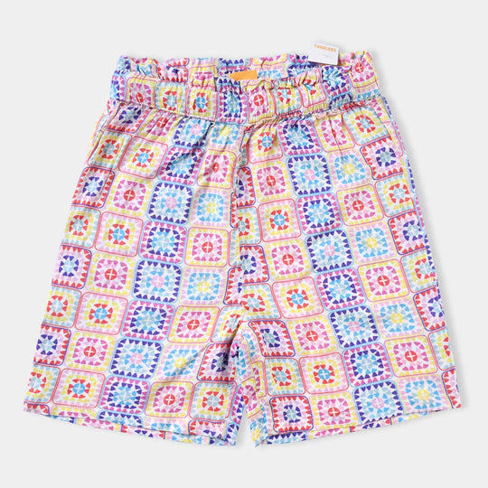 Girls Viscose Short Geometrical-Printed