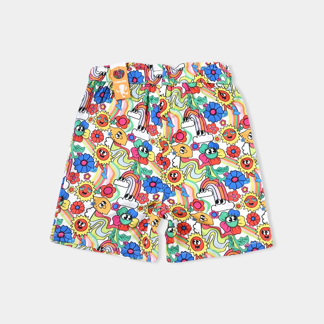 Girls Viscose Short Flowers-Printed