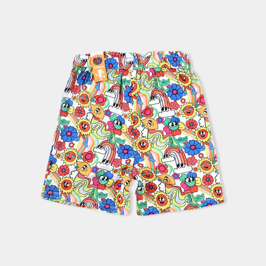 Girls Viscose Short Flowers-Printed