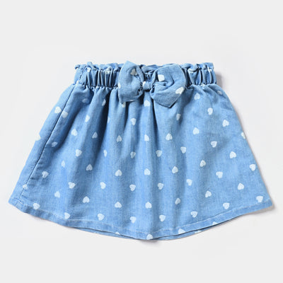 Infant Girls Tensile Denim (Light Denim) Skirt Hearts-Ice Blue
