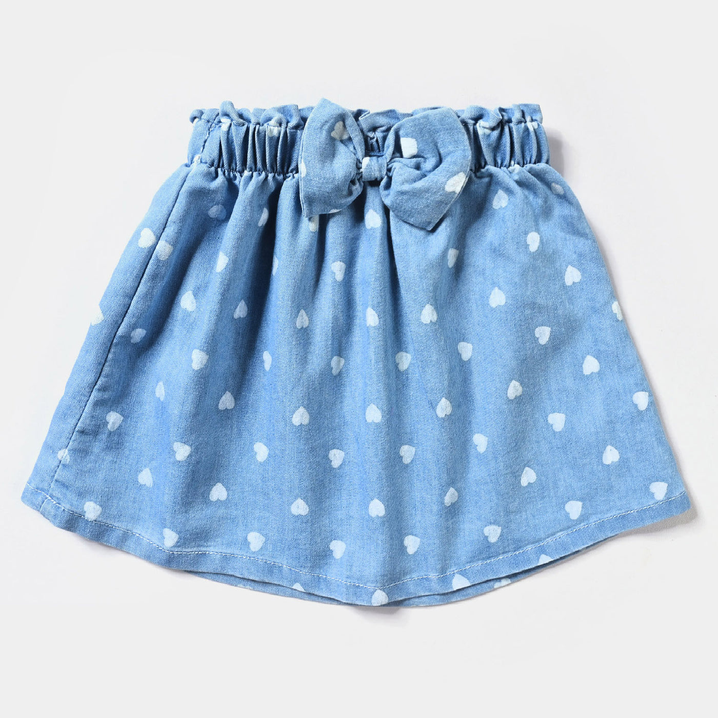 Girls Tensile Denim (Light Denim) Skirt Hearts-Ice Blue