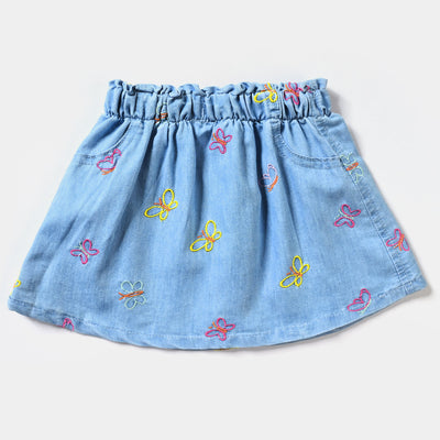 Infant Girls Denim rigid Skirt Butterfly World-Ice Blue