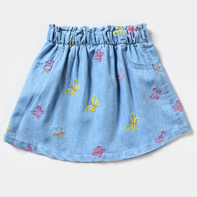 Girls Denim rigid Skirt Butterfly World-Ice Blue