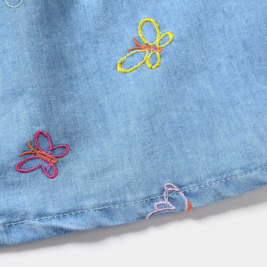 Girls Denim rigid Skirt Butterfly World-Ice Blue