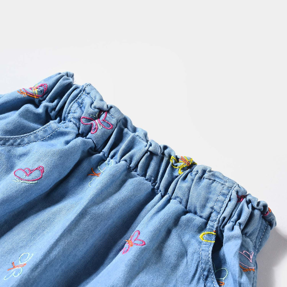 Girls Denim rigid Skirt Butterfly World-Ice Blue