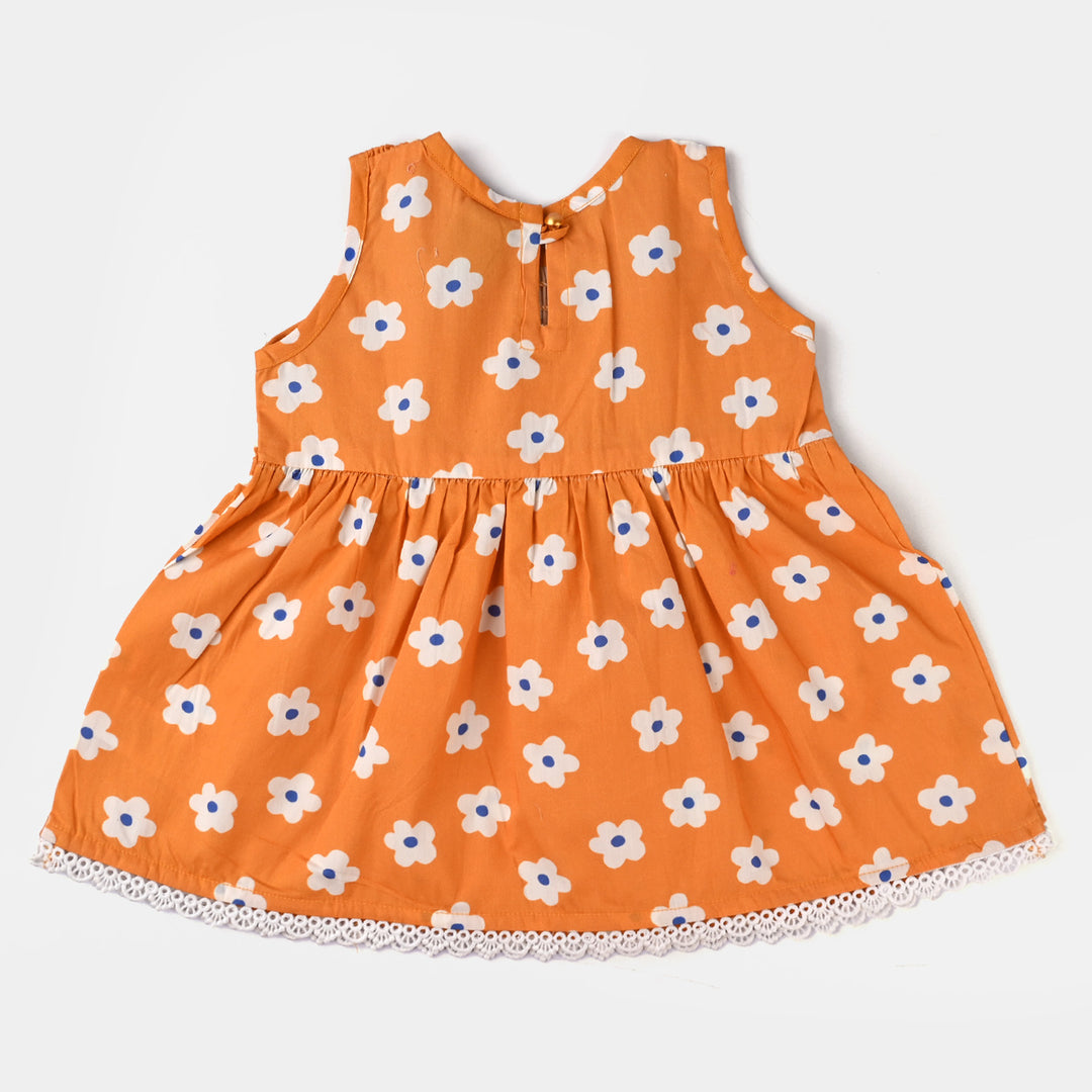 Infant Girls Cotton Poplin Casual Frock Kids Flora-Mustard