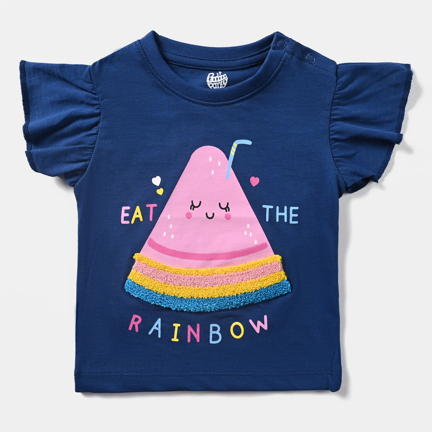 Infant Girls Cotton Jersey T-Shirt Eat The Rainbow-Navy Peony
